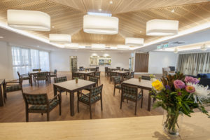 The modern resident dining area in the new Kennett Residential Aged Care facility in Stanwell Park