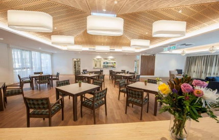 The modern residents dining area in the new Kennett Residential Aged Care facility in Stanwell Park